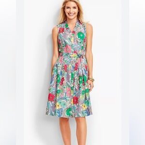 TALBOTS Paisley Floral Fit & Flare Dress 6P 6 Petite